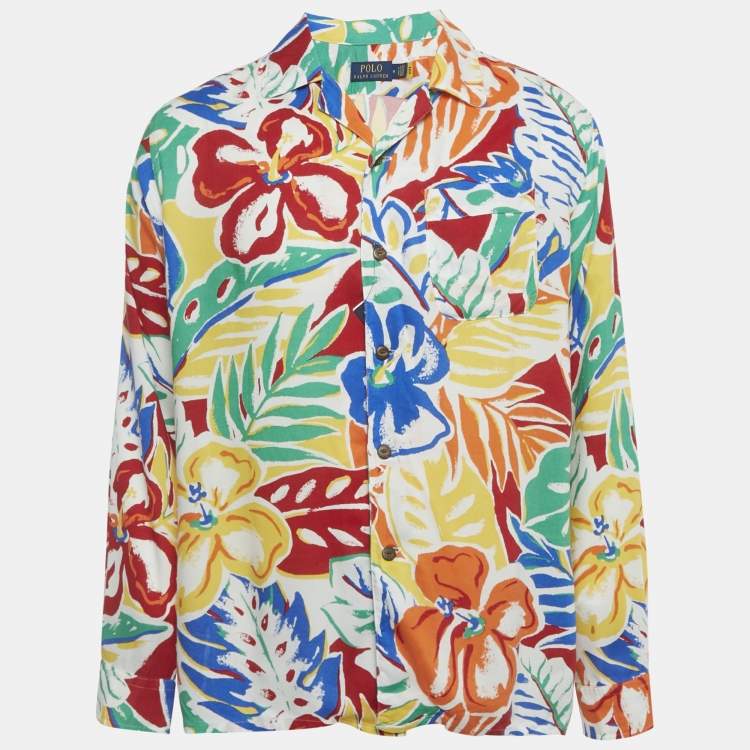 Pre Owned Polo Ralph Lauren Multicolor Floral Print Crepe Shirt M