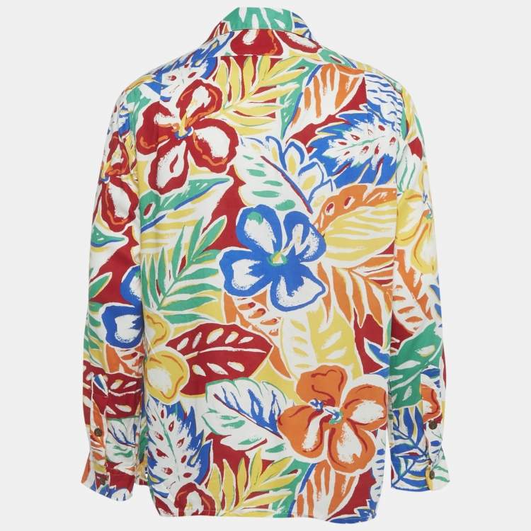 Pre Owned Polo Ralph Lauren Multicolor Floral Print Crepe Shirt M