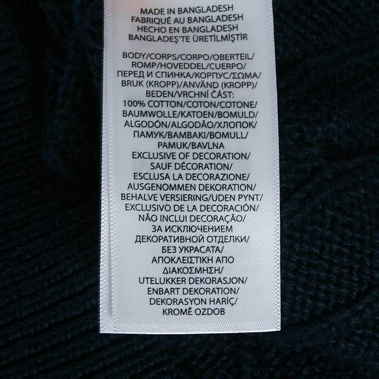 Pre Owned Polo Ralph Lauren Navy Blue Cable Knit Turtle Neck Sweater XL