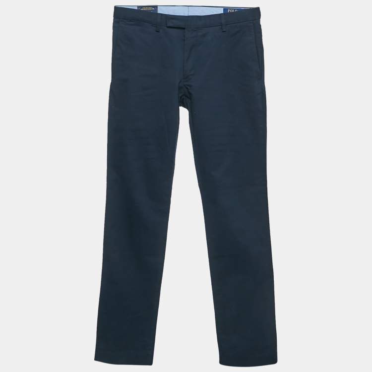 Pre Owned بنطلون بولو رالف لورين كحلي ستريتش جاباردين بقصة ضيقة مقاس صغير