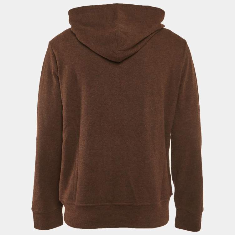Pre Owned Polo Ralph Lauren Brown Cotton Knit Zip-Up Hoodie M