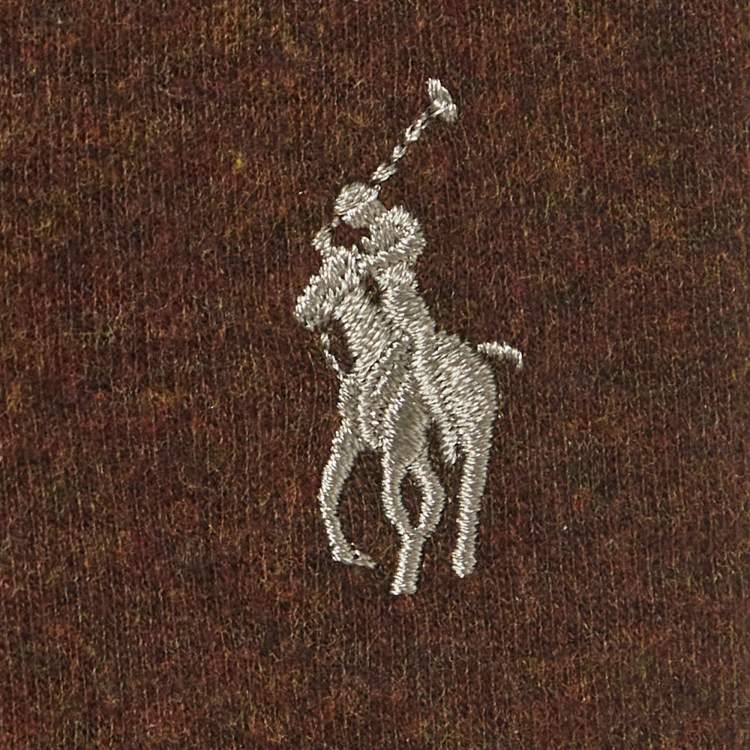 Pre Owned Polo Ralph Lauren Brown Cotton Knit Zip-Up Hoodie M