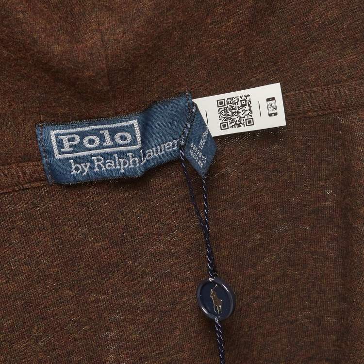 Pre Owned Polo Ralph Lauren Brown Cotton Knit Zip-Up Hoodie M
