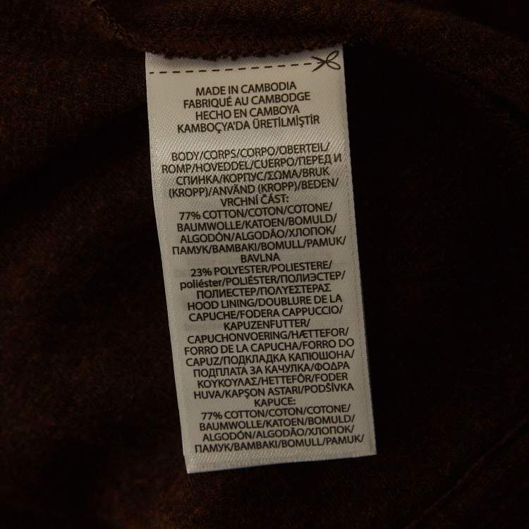 Pre Owned Polo Ralph Lauren Brown Cotton Knit Zip-Up Hoodie M