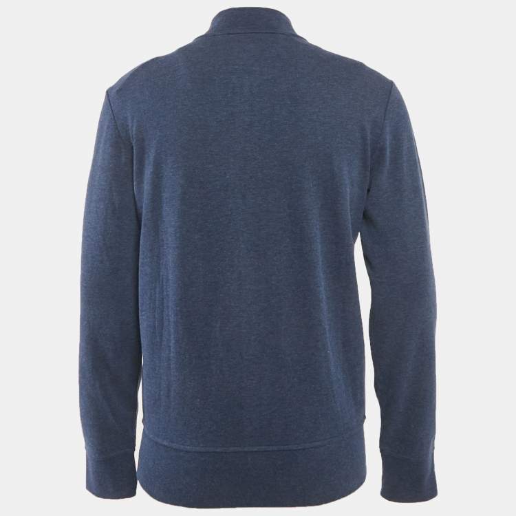 Pre Owned Polo Ralph Lauren Blue Cotton Knit Zip-Up Jacket S