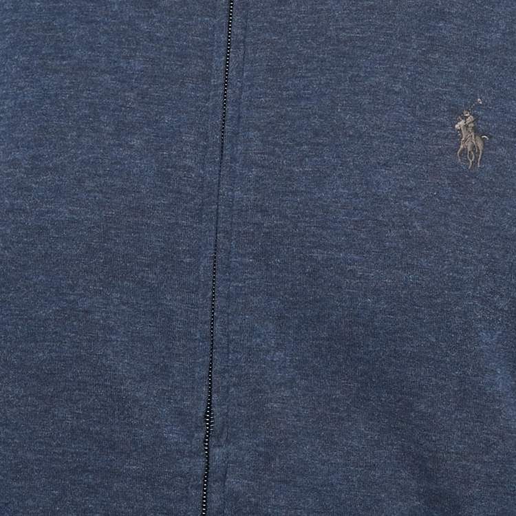 Pre Owned Polo Ralph Lauren Blue Cotton Knit Zip-Up Jacket S