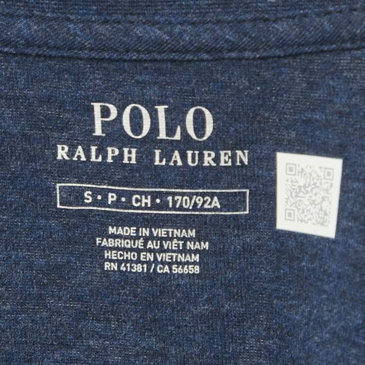 Pre Owned Polo Ralph Lauren Blue Cotton Knit Zip-Up Jacket S