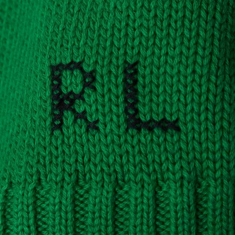 Pre Owned Polo Ralph Lauren Green Teddy Intarsia Rib Knit Hooded Sweater M