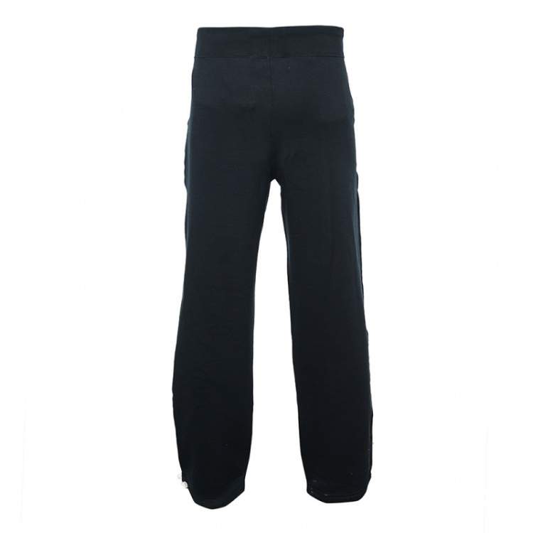 Pre Owned Polo by Ralph Lauren Black Cotton Knit Drawstring Detail Track Pants XL