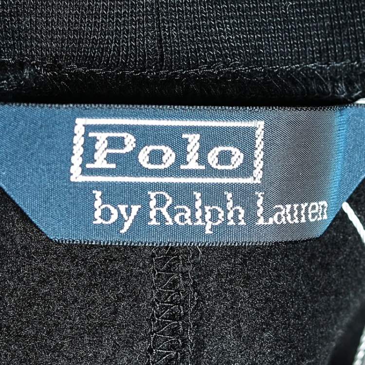 Pre Owned Polo by Ralph Lauren Black Cotton Knit Drawstring Detail Track Pants XL