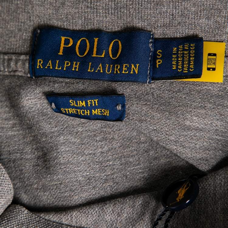 Pre Owned Polo Ralph Lauren Grey Cotton Knit Polo T-Shirt S