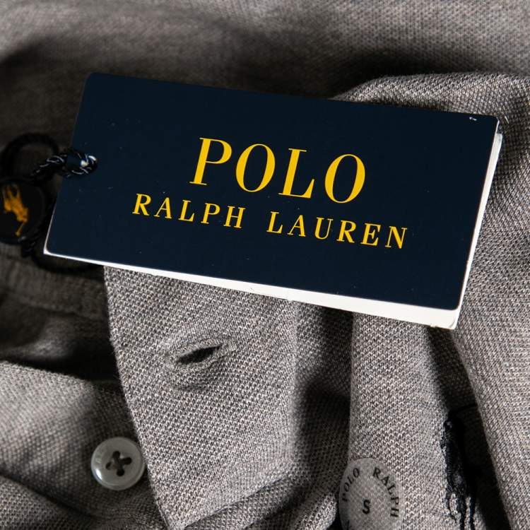 Pre Owned Polo Ralph Lauren Grey Cotton Knit Polo T-Shirt S