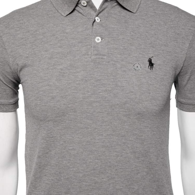 Pre Owned Polo Ralph Lauren Grey Cotton Knit Polo T-Shirt S