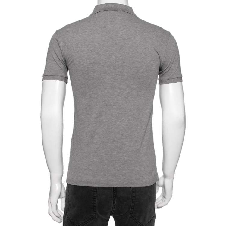 Pre Owned Polo Ralph Lauren Grey Cotton Knit Polo T-Shirt S
