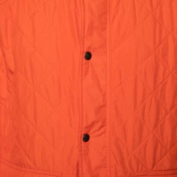 Pre Owned Polo Ralph Lauren Orange Synthetic Quilted Cadwell Bomber Jacket XL