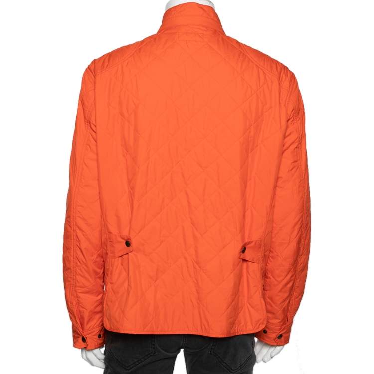 Pre Owned Polo Ralph Lauren Orange Synthetic Quilted Cadwell Bomber Jacket XL