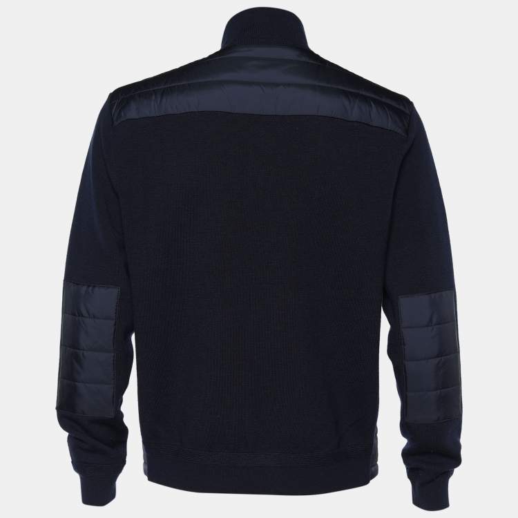 Pre Owned Polo Ralph Lauren Navy Blue Merino Wool & Padded Zip Front Jacket L