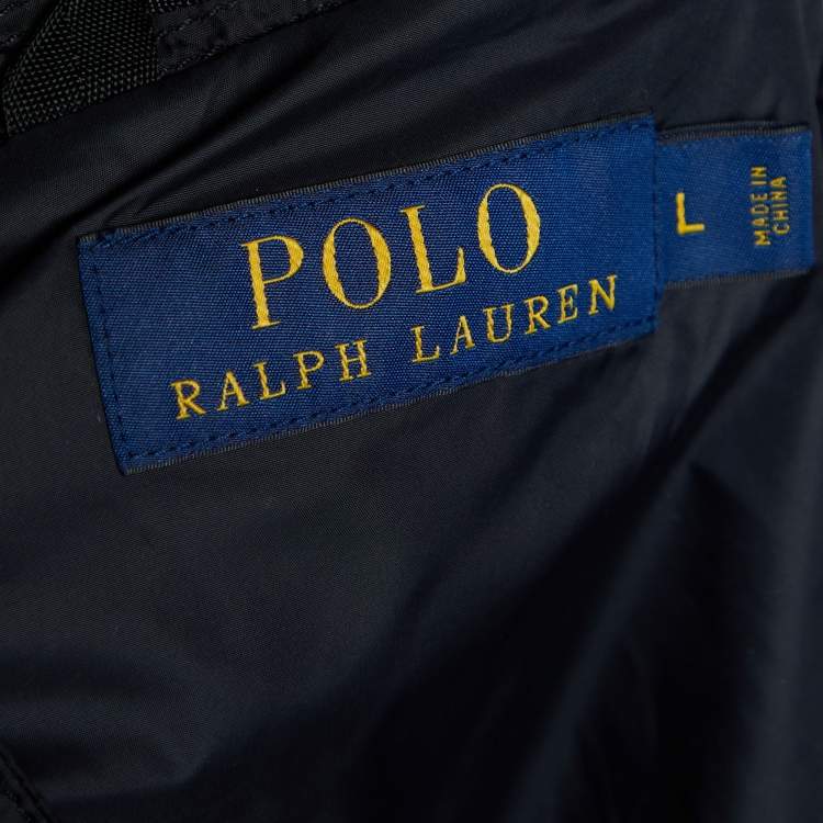 Pre Owned Polo Ralph Lauren Black Synthetic Zip and Button Front Jacket L