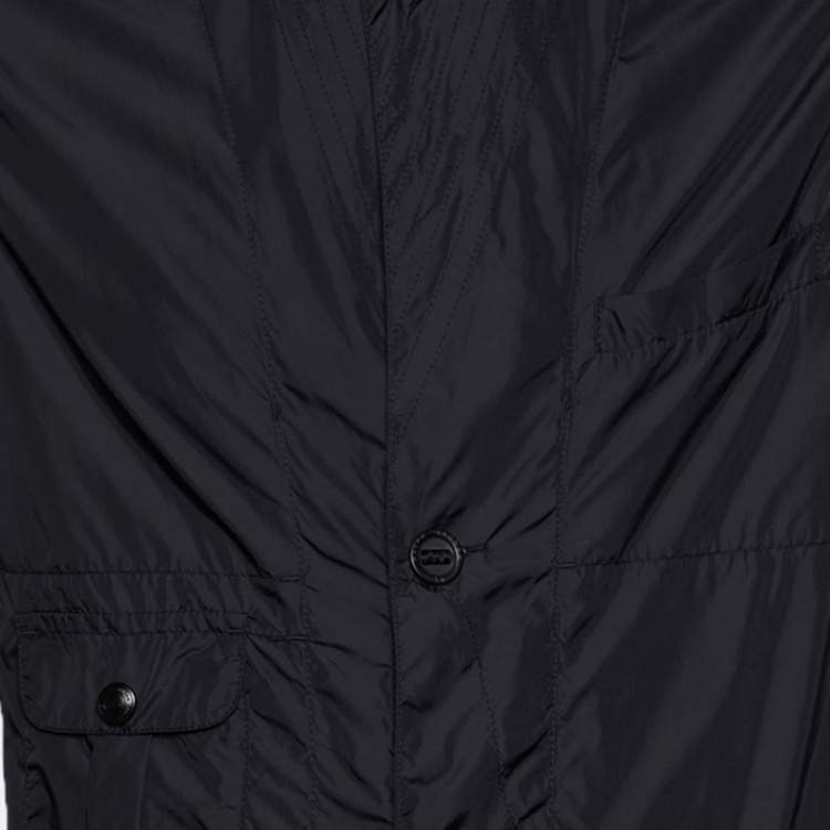 Pre Owned Polo Ralph Lauren Black Synthetic Zip and Button Front Jacket L