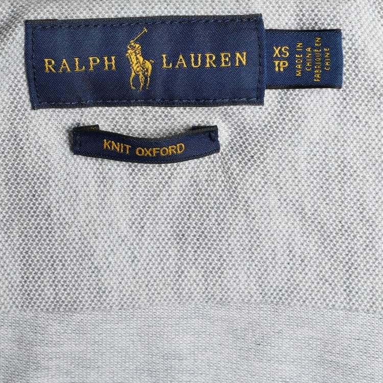 Pre Owned Ralph Lauren Grey Cotton Knit Oxford Button Down Shirt XS