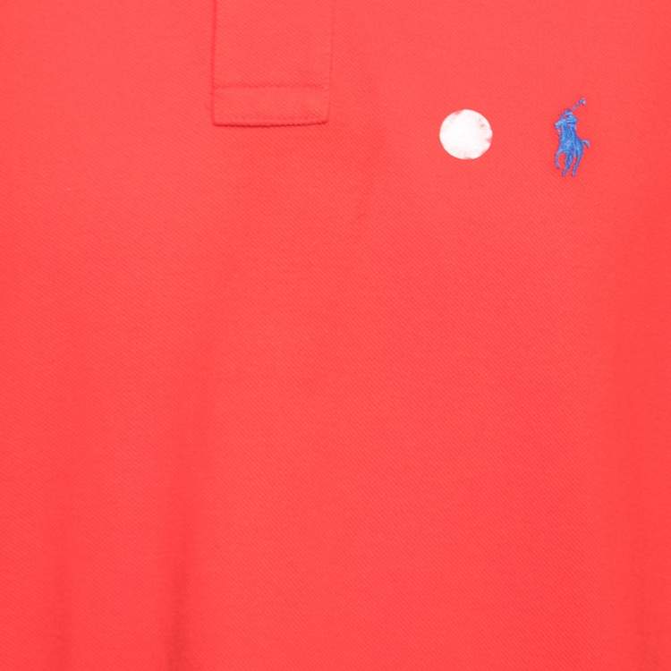 Pre Owned Polo Ralph Lauren Red Cotton Polo T-Shirt L