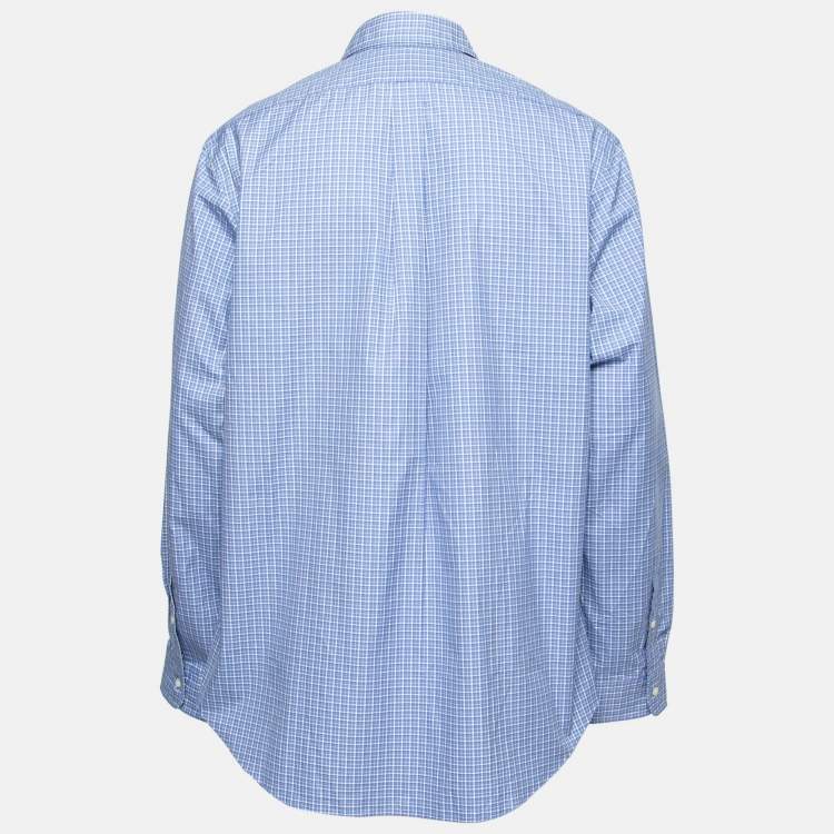 Polo Ralph Lauren Blue Checked Cotton Button Front Shirt XL Polo