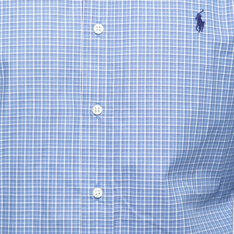 مملوكة مس�بقًا Polo Ralph Lauren Blue Checked Cotton Button Front Shirt XL