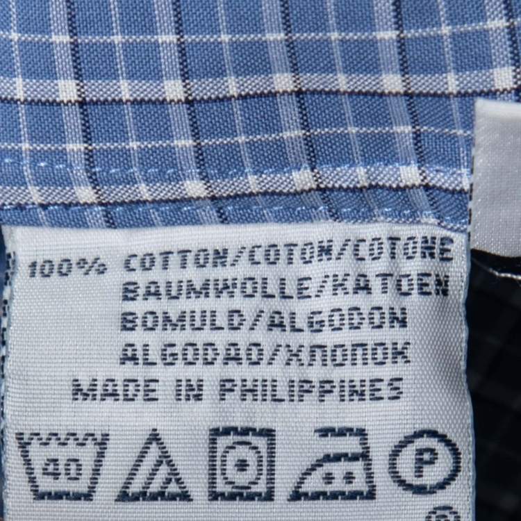 مملوكة مسبقًا Polo Ralph Lauren Blue Checked Cotton Button Front Shirt XL