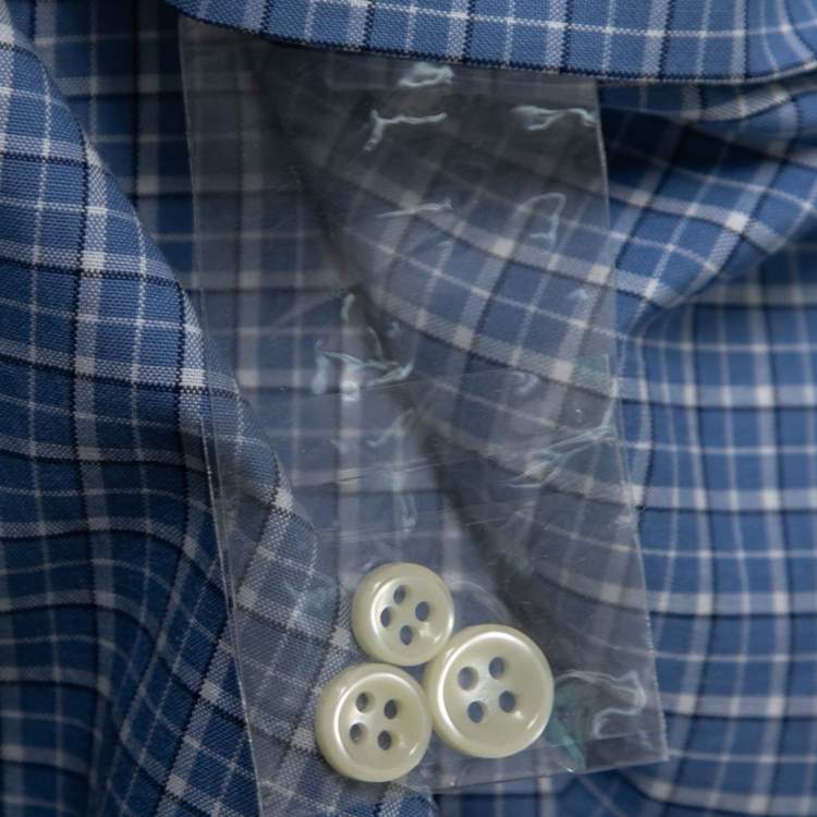 مملوكة مسبقًا Polo Ralph Lauren Blue Checked Cotton Button Front Shirt XL
