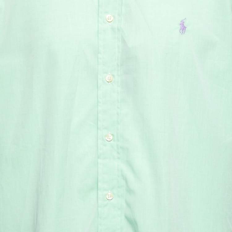 Pre Owned Polo Ralph Lauren Green Cotton Button Down Custom Fit Shirt XXXL