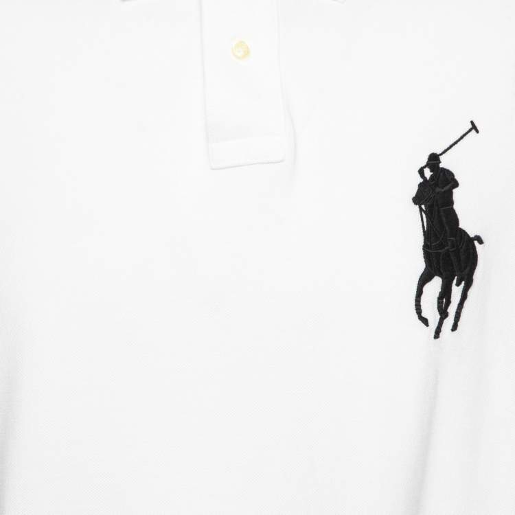 Pre Owned Polo Ralph Lauren White Cotton Pique Custom Slim Fit Polo T-Shirt XL