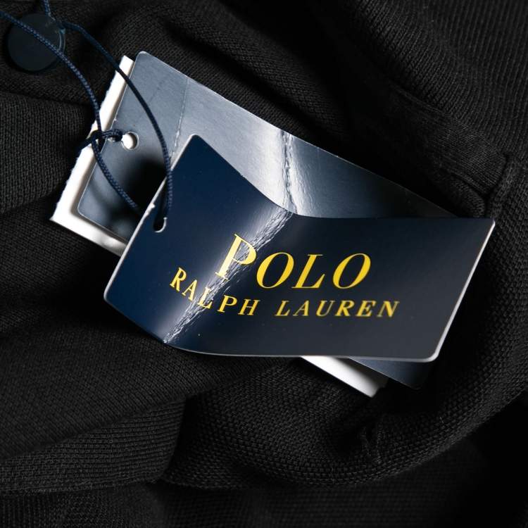 Pre Owned Polo Ralph Lauren Black Cotton Pique Custom Slim Fit Polo T-Shirt XL