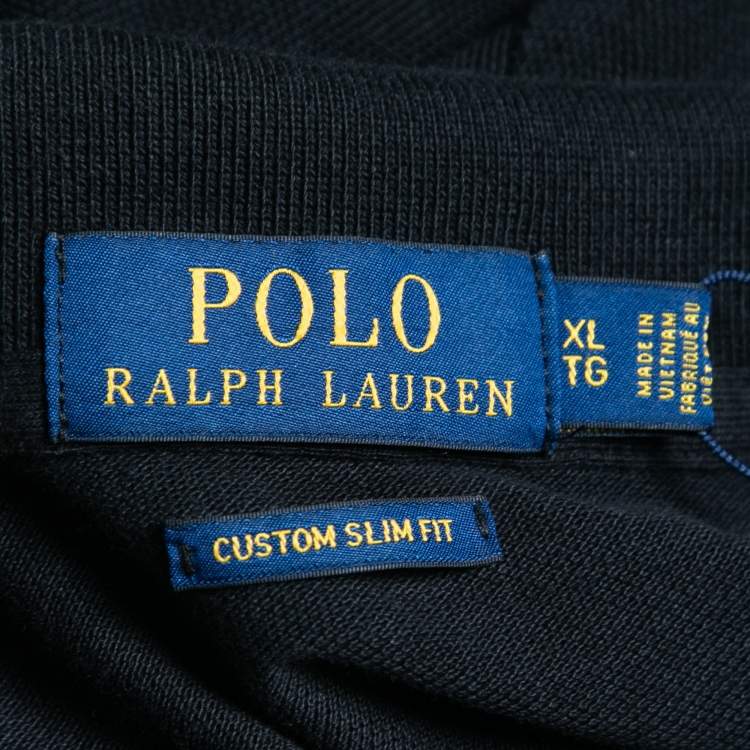 Pre Owned Polo Ralph Lauren Black Cotton Pique Custom Slim Fit Polo T-Shirt XL