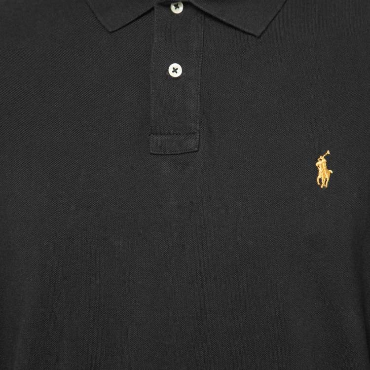 Pre Owned Polo Ralph Lauren Black Cotton Pique Custom Slim Fit Polo T-Shirt XL
