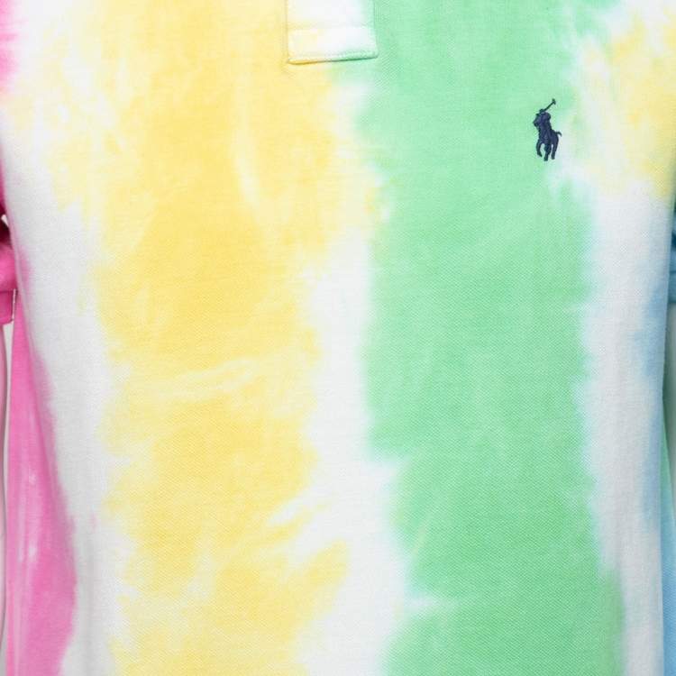 Pre Owned Polo Ralph Lauren Multicolor Tie-Dye Cotton Polo Shirt M   