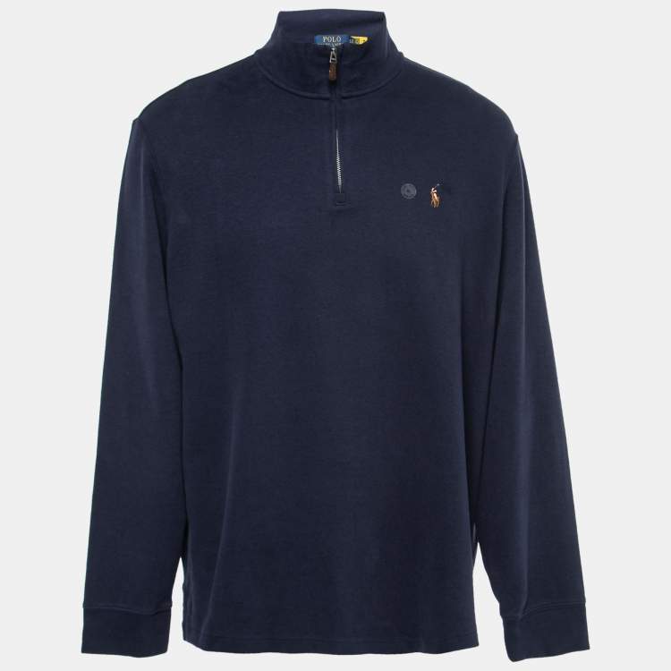 مملوكة مسبقًا Polo Ralph Lauren Navy Blue Estate Rib Cotton Long Sleeve Jumper XL