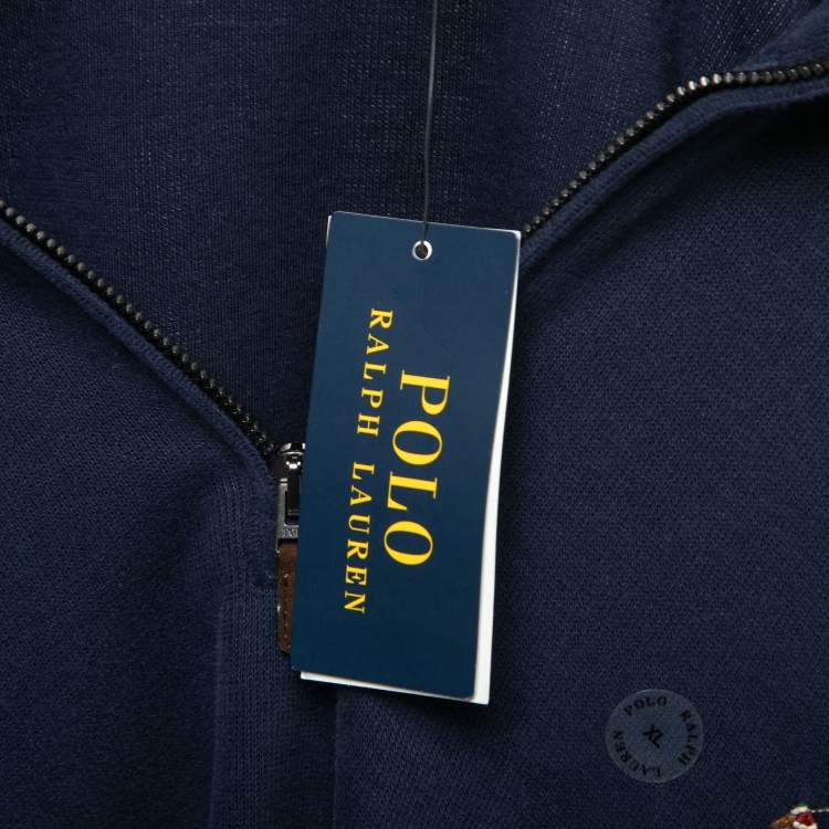مملوكة مسبقًا Polo Ralph Lauren Navy Blue Estate Rib Cotton Long Sleeve Jumper XL