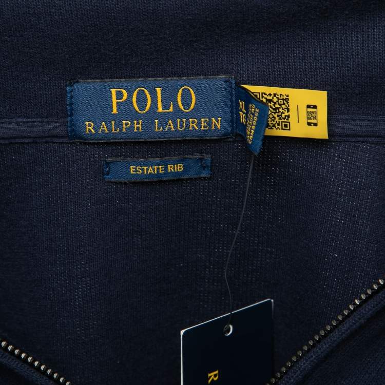 مملوكة مسبقًا Polo Ralph Lauren Navy Blue Estate Rib Cotton Long Sleeve Jumper XL