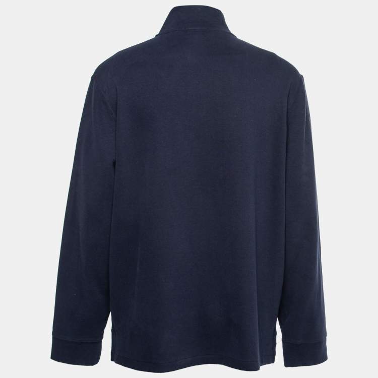 مملوكة مسبقًا Polo Ralph Lauren Navy Blue Estate Rib Cotton Long Sleeve Jumper XL