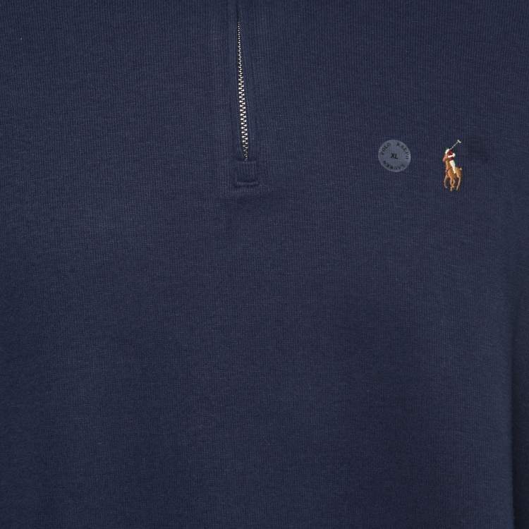 مملوكة مسبقًا Polo Ralph Lauren Navy Blue Estate Rib Cotton Long Sleeve Jumper XL