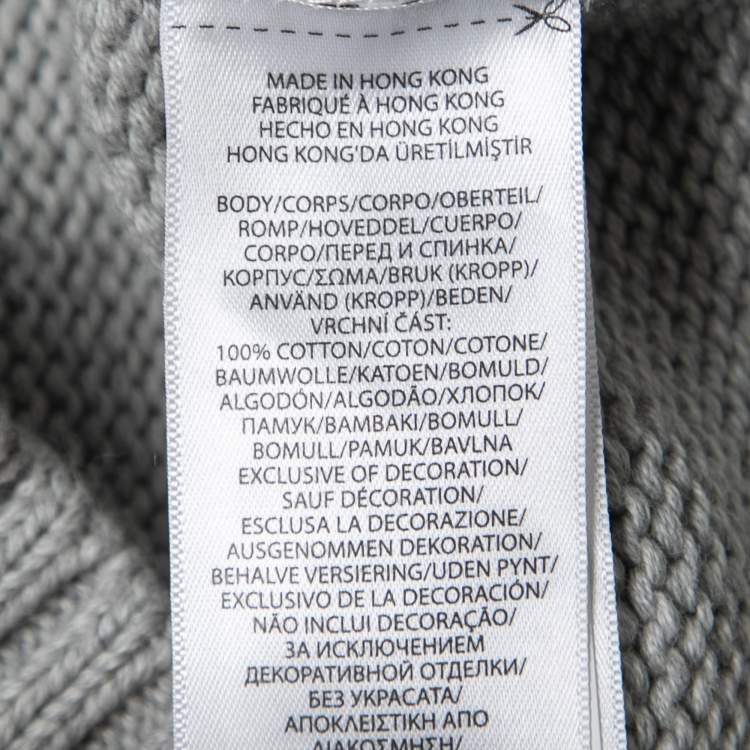 Pre Owned Polo Ralph Lauren Grey Cotton Knit Long Sleeve Jumper XS