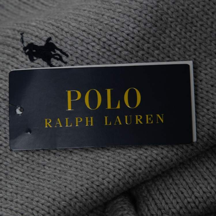 Pre Owned Polo Ralph Lauren Grey Cotton Knit Long Sleeve Jumper XS