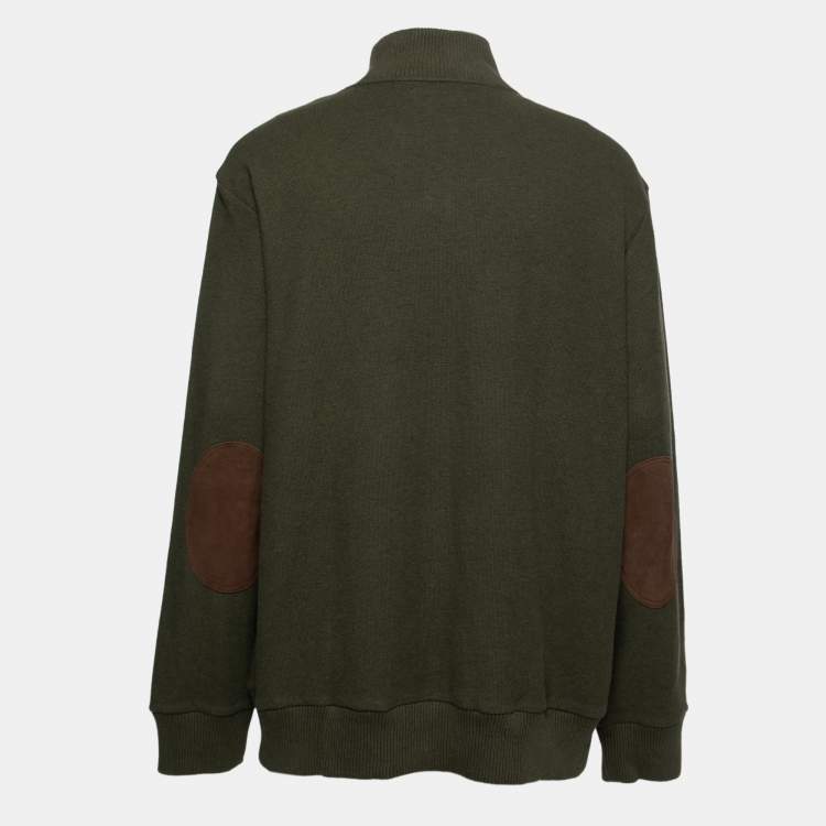 Pre Owned Polo Ralph Lauren Olive Green Cotton Knit Long Sleeve Jumper XXL