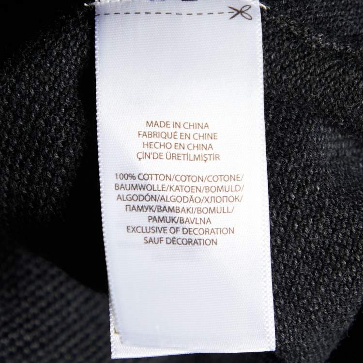 Pre Owned Polo Ralph Lauren Charcoal Grey Cotton Knit Jumper L