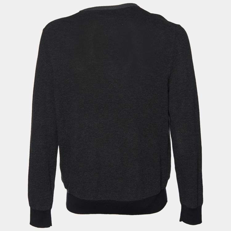 Pre Owned Polo Ralph Lauren Charcoal Grey Cotton Knit Jumper L