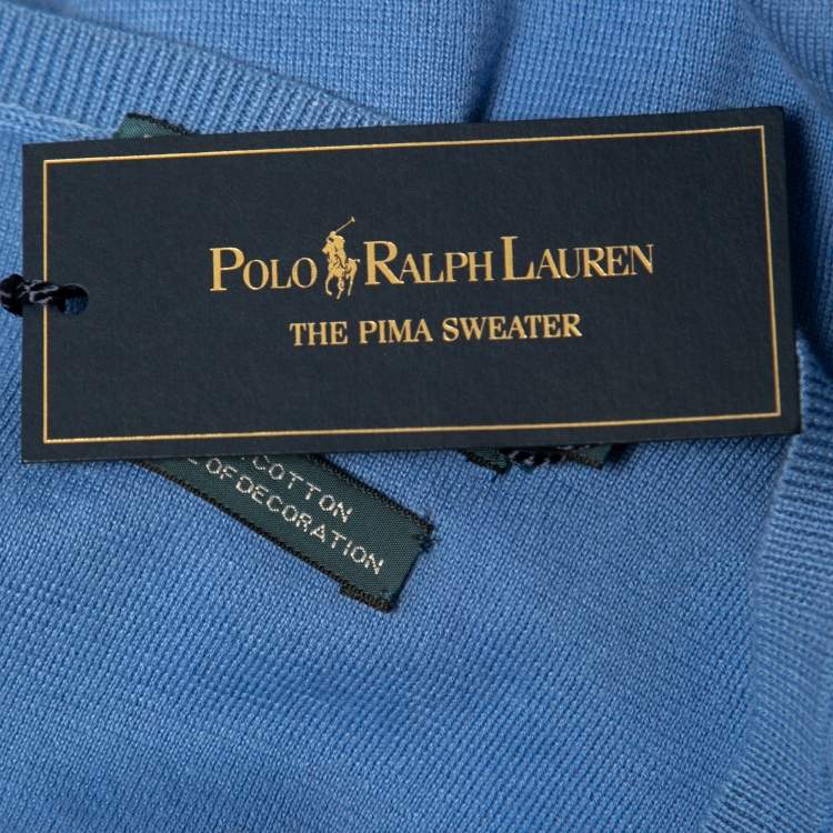 Pre Owned Polo Ralph Lauren Blue Cotton Knit Sweater Vest XL