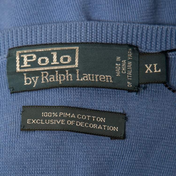 Pre Owned Polo Ralph Lauren Blue Cotton Knit Sweater Vest XL