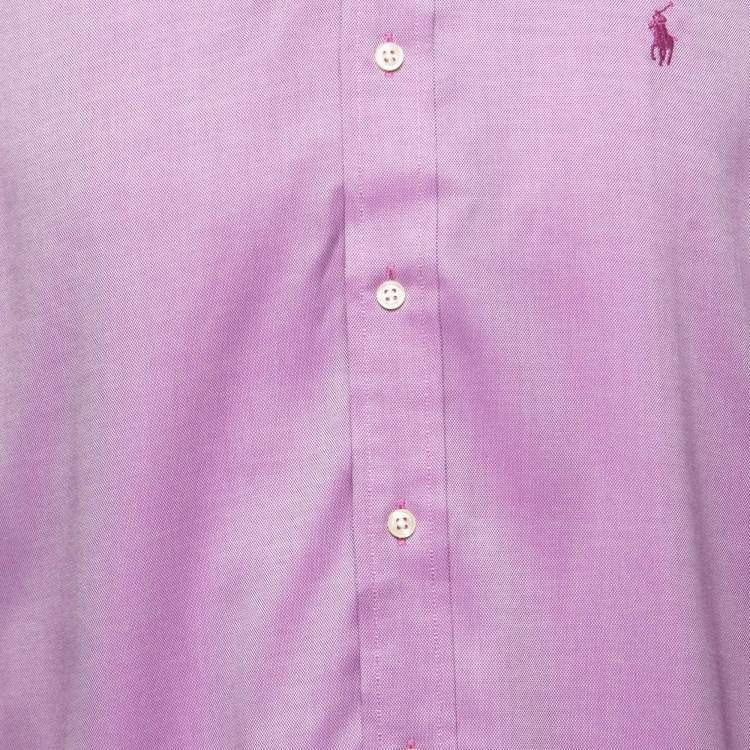 Pre Owned Polo Ralph Lauren Purple Cotton Button Front Slim Fit Shirt L