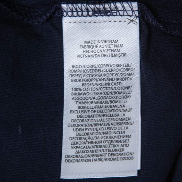 Pre Owned Polo Ralph Lauren Navy Blue Cotton Classic Fit V-Neck T-Shirt L