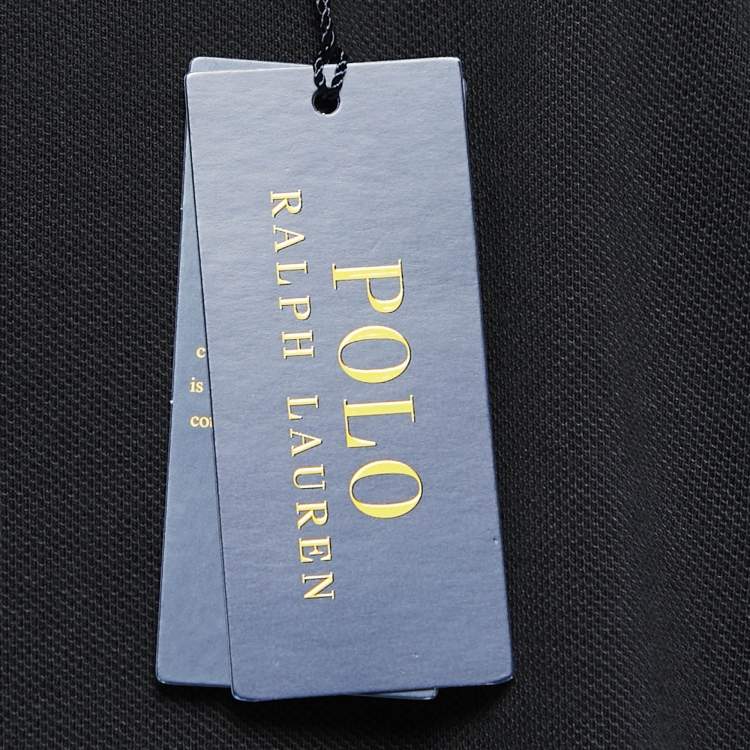 Pre Owned Polo Ralph Lauren Black Cotton Custom Slim Fit Polo T-Shirt L